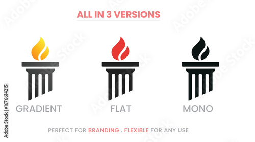 Torch Column Law & Education Logo | Justice Flame Authority Branding