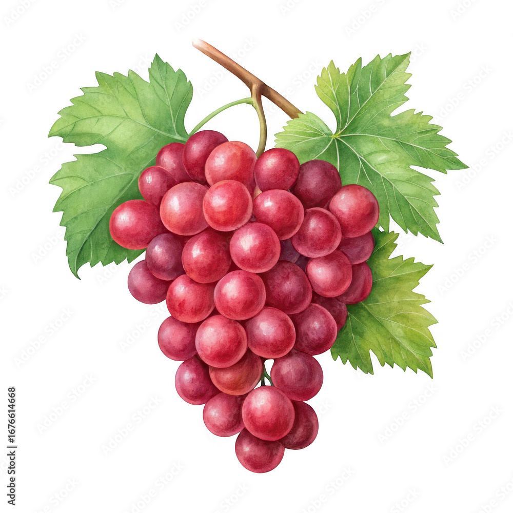 Fototapeta premium Red grapes bunch isolated on transparent background