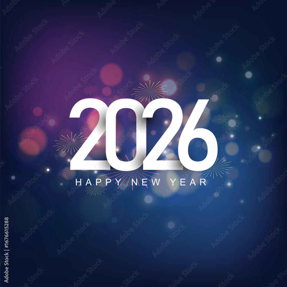 Happy new year 2026 background with Fireworks and bokeh