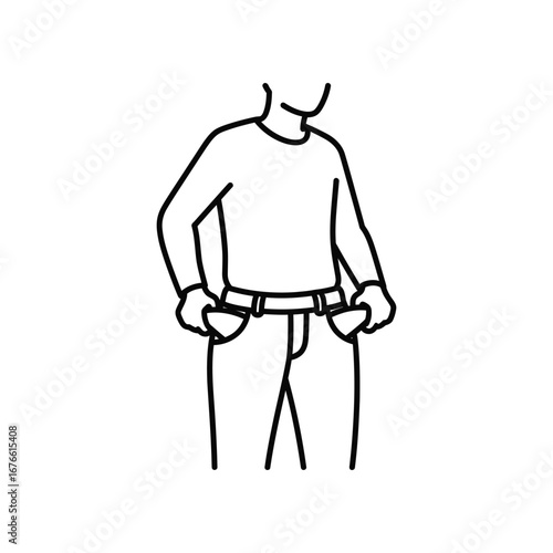 Economic hardship: The illustration encapsulates the raw essence of financial struggles through a simple sketch of a person with empty pockets