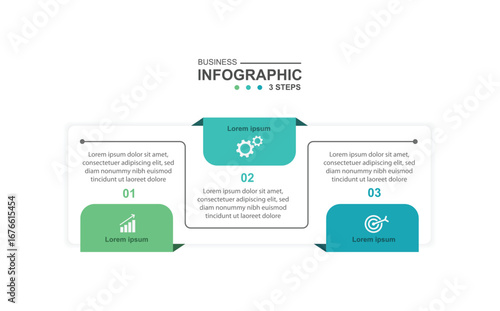 design template banner infographic. 3 step process information or presentation with icons