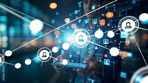 Omnichannel advertising creative concept integrating digital social mobile and traditional media channels to deliver consistent messaging and holistic customer experiences across platforms in  Photo S