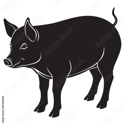 A black silhouette of a pig vector