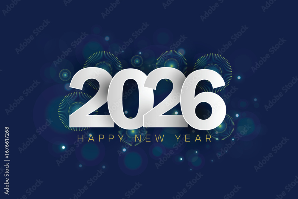 Happy new year 2026 background with Fireworks and bokeh