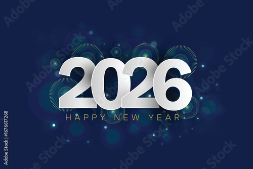 Happy new year 2026 background with Fireworks and bokeh