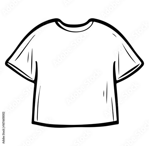This image features a simple outlined t-shirt design suitable for customization or illustration. Ideal for fashion, textile, and graphic projects.