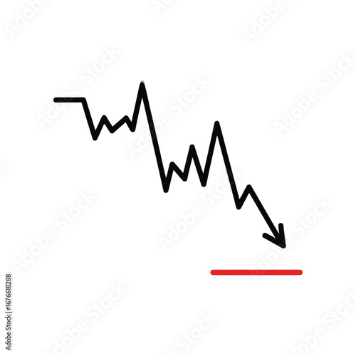 Downward Trend: A clean, minimalist icon depicts a downward-trending line with an arrow, signaling a dip or downturn in a graphical representation.