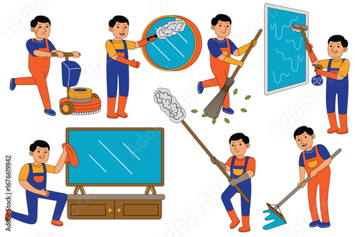 house cleaner character profession illustration