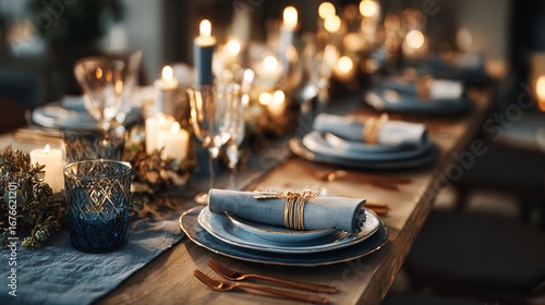 Elegant Rustic Thanksgiving Table Setting: Candles, Dinnerware, & Autumn Decor