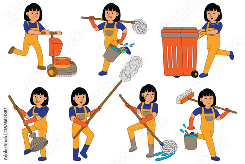 house cleaner character profession illustration