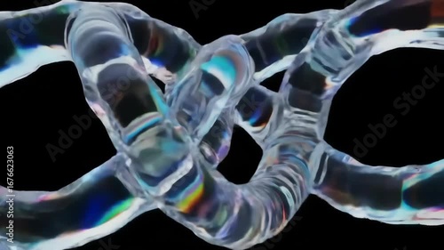 Abstract 3D DNA Helix Animation on Black Background