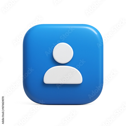 Profile icon on blue rounded square button design