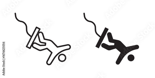 Bungee jumping icon . Vector illustration with stroke and fill on a white background.