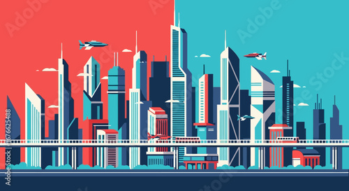 Futuristic Metropolis with Flying Vehicles and Modern Architectural Designs