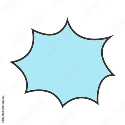 Simple abstract pop art explosion or dialogue cloud vector graphic. A minimalist light blue jagged shape element for messages or announcements