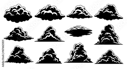 Vector art of collection of cloud silhouettes for design and decoration for POD