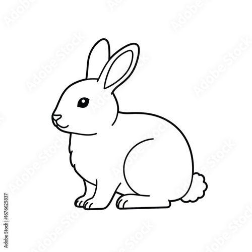 A Black and White Outline of a Sitting Rabbit