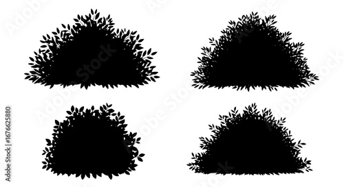 Vector art of collection of bush silhouettes for design and decoration for POD