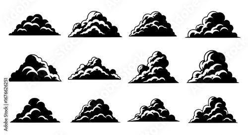 Vector art of set of cloud for weather forecast or sky design for POD