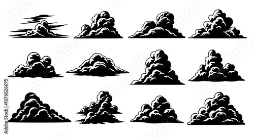Vector art of set of different clouds, vector illustration for POD