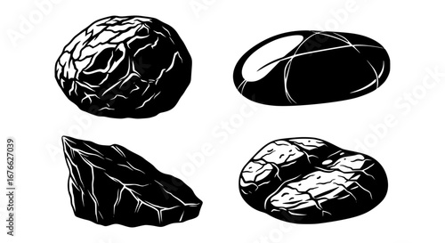 Illustration of various stone and rock shapes for POD