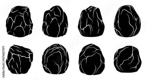 Vector art of collection of coal lumps with cracks in vector format for POD
