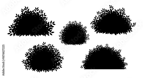 Vector art of collection of bush silhouettes for various design needs for POD