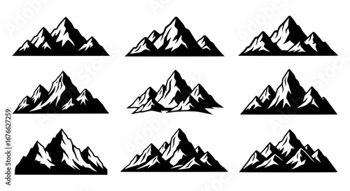 Vector art of mountain silhouette collection for outdoor adventure and travel for POD