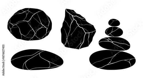Vector art of collection of zen stones for meditation and relaxation for POD