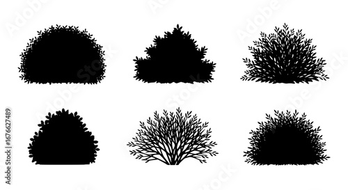 Vector art of set of bush silhouette for garden and landscape design for POD