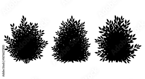 Vector art of silhouette of various bushes for design element for POD