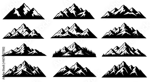Vector art of mountain range silhouettes for logo or travel concept for POD