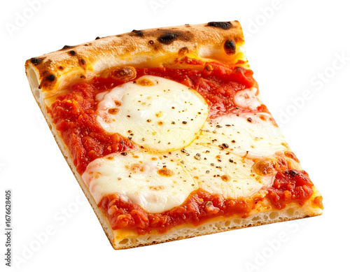 Overhead View of Sicilian Pizza Square, Rustic Style, Isolated