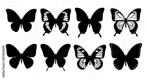 Vector art of collection of butterfly silhouettes for design element for POD