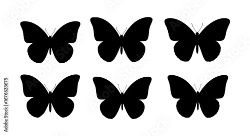 Vector art of set of butterfly silhouettes for design and decoration for POD