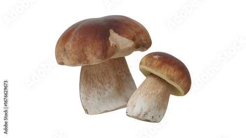 Two fresh porcini mushrooms ready for gourmet culinary creation, natural food photography