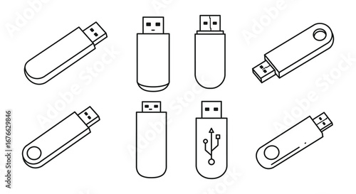 Collection of usb flash drives in various orientations and styles