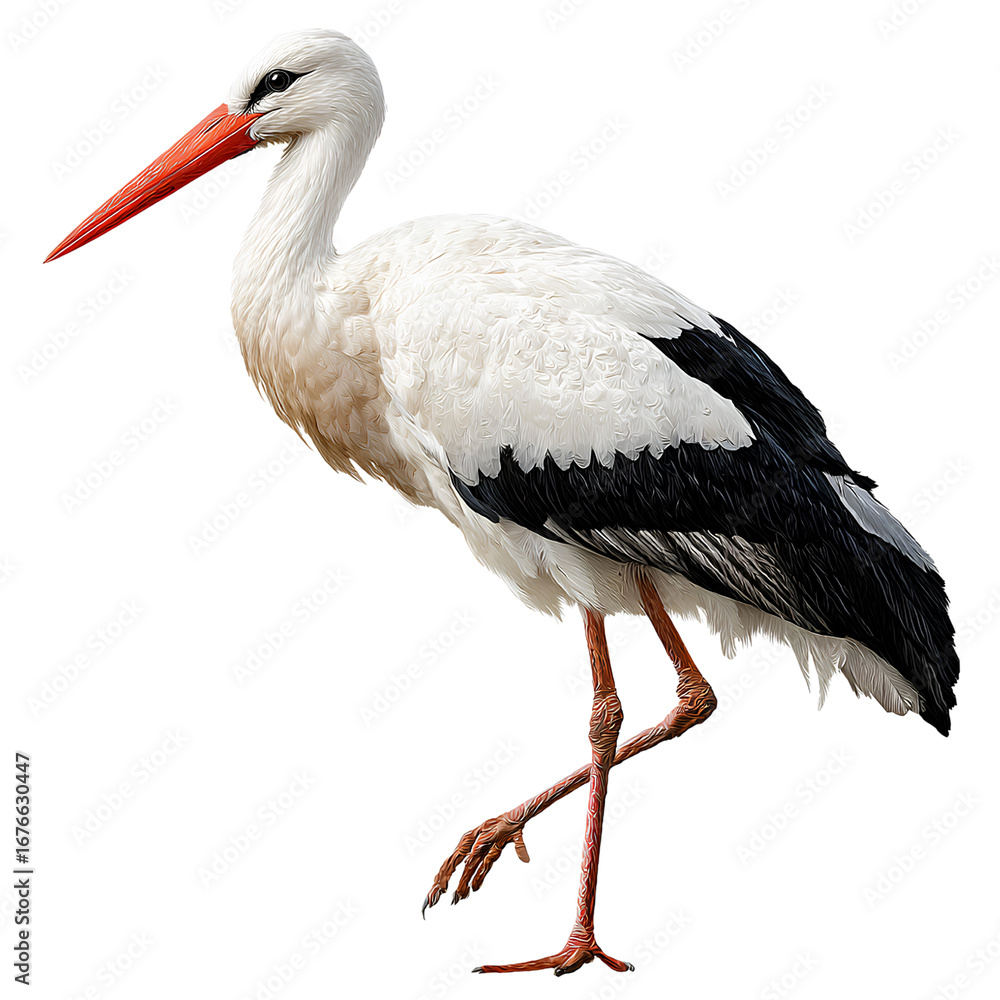 Fototapeta premium stork, full-body, isolated on a transparent background