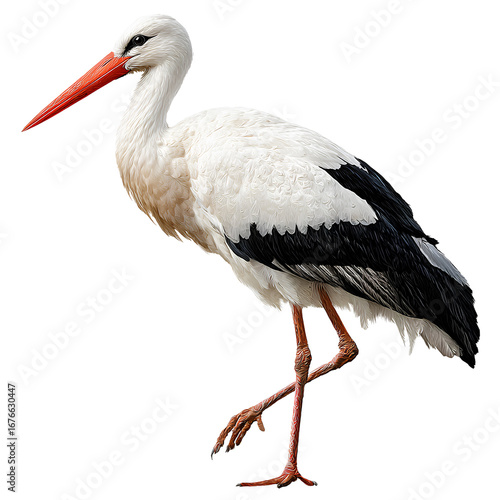 stork, full-body, isolated on a transparent background