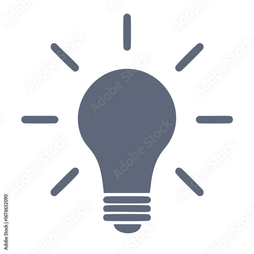 Gray light bulb with radiating lines idea innovation