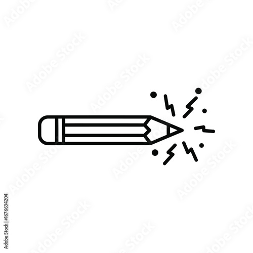 Creative spark: A minimalist icon of a pencil, its tip emitting a burst of energy, symbolizing the genesis of an idea and the birth of inspiration.