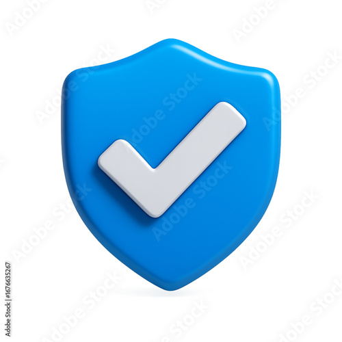 Blue shield with white checkmark for verified account concept