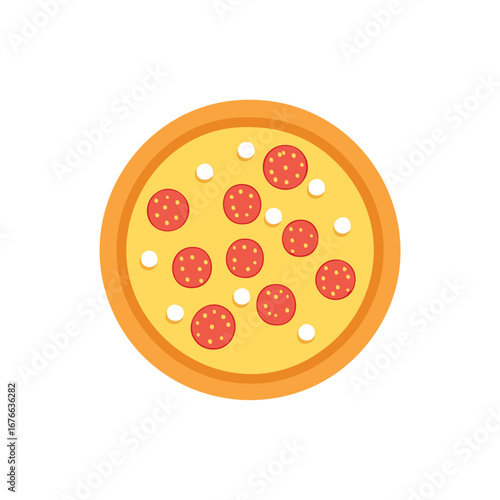 Round pizza with pepperoni and cheese food italian