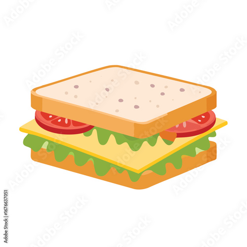 Toasted bread sandwich with cheese lettuce and tomato vector