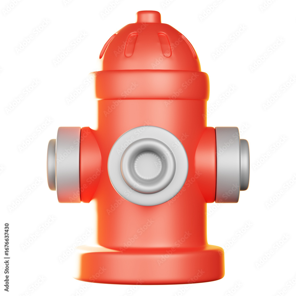 Fototapeta premium Vibrant Red Fire Hydrant: 3D Rendered Emergency Safety Icon