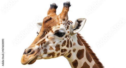 Giraffe Head Close-up Isolated on Black Background