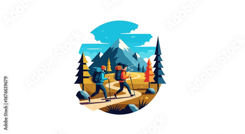 Two Hikers Embark on a Mountain Adventure