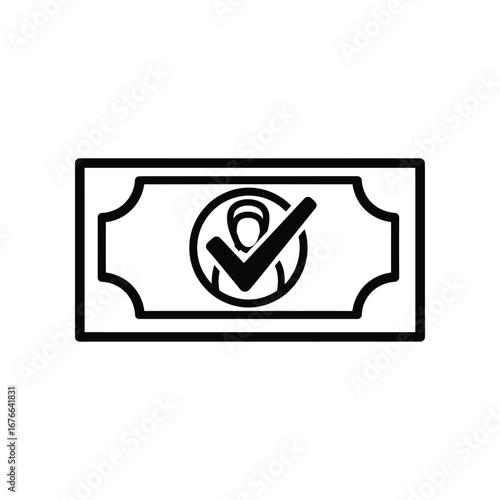 Digital currency approved: Depicting a modern financial landscape, this clean monochrome image presents a bank note design with a stylized avatar.