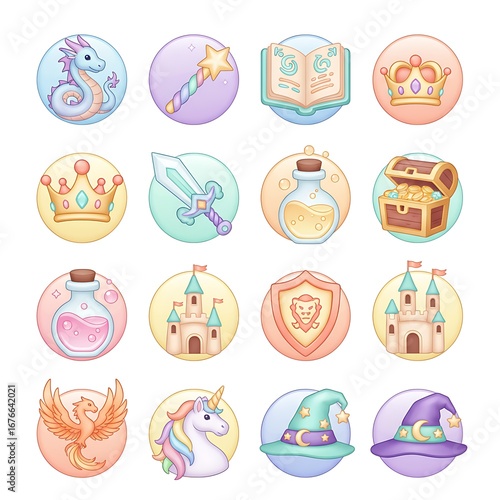 Enchanting Fantasy Icons A Whimsical Collection of 3D Magical Elements