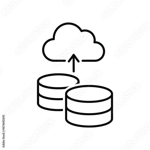 Cloud Data Transfer: A sleek graphic symbolizes the seamless upload of data to the cloud from two storage disks, representing modern data management and information technology.